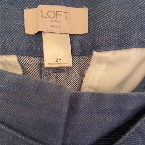 LOFT Petite Denim Blue Pinstripe Trousers - Picture 2 of 8